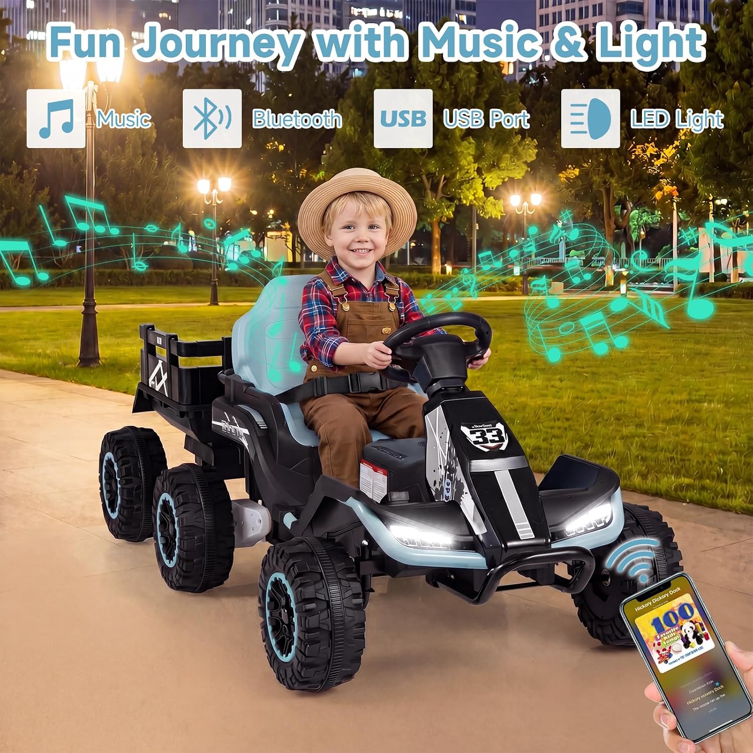 OLAKIDS 24V Ride On Toys for Big Kids with Detachable Trailer