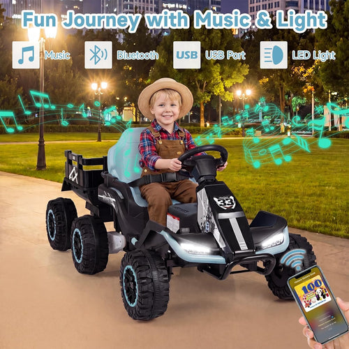 OLAKIDS 24V Ride On Toys for Big Kids with Detachable Trailer
