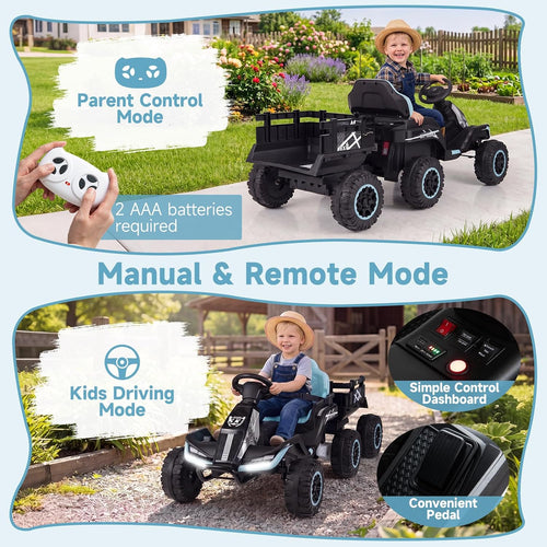 OLAKIDS 24V Ride On Toys for Big Kids with Detachable Trailer