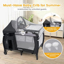 INFANS 4 in 1 Pack and Play, Portable Baby Kid Infant, Travel Playard with Bassinet
