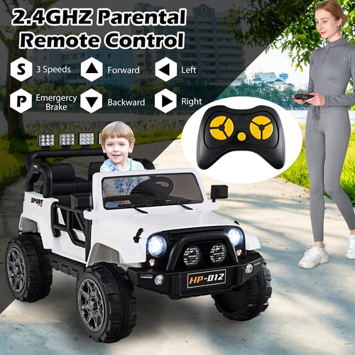 OLAKIDS 2 Seater Ride on Truck, 12V Battery Powered Electric Vehicle for Kids with Remote Control