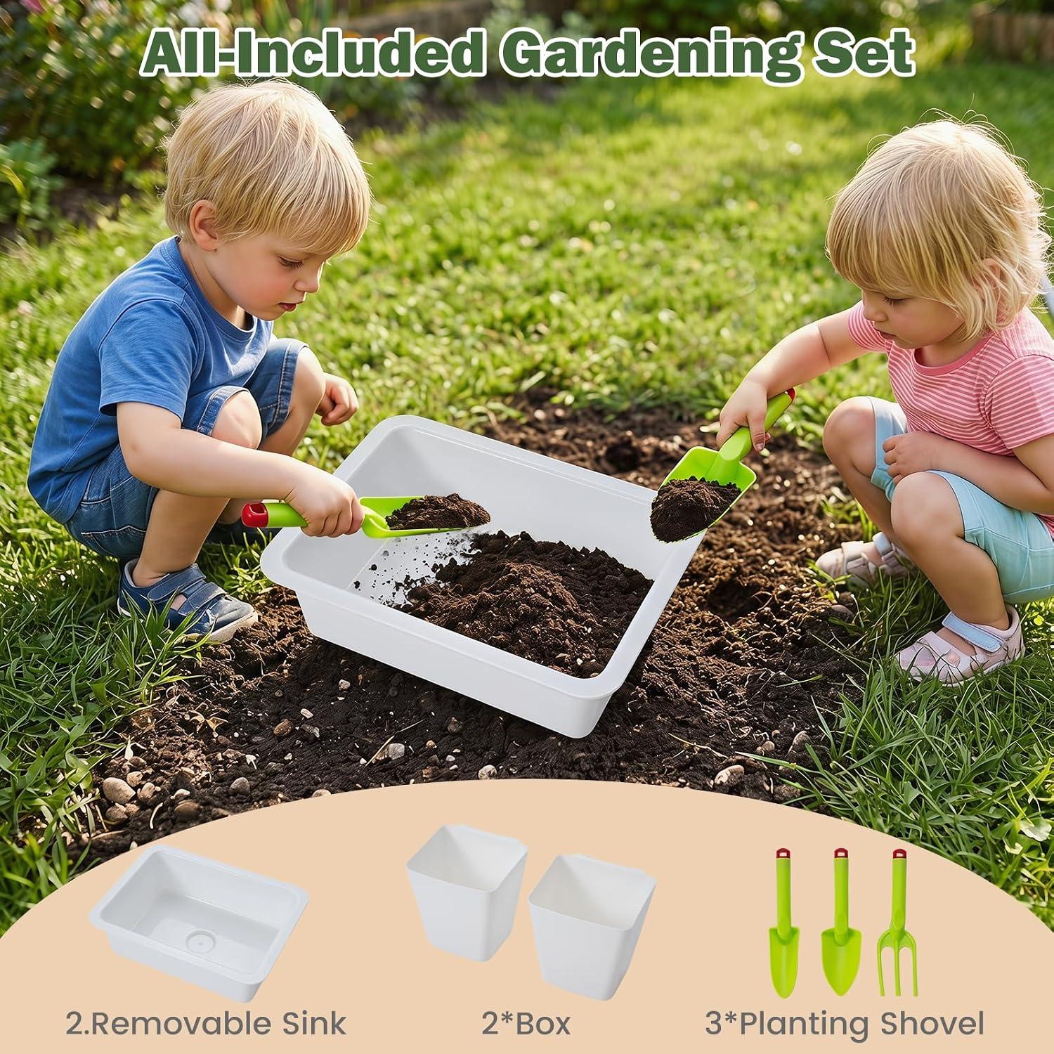 OLAKIDS Wooden Mud Kitchen for Kids Outdoor Play Monteeori Toys for Toddlers Ages 3+