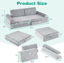 INFANS Modular Kids Play Couch, 8 PCS Fluorescent Toddler Creative Sectional Fort Building Sofa for Playroom, Bedroom