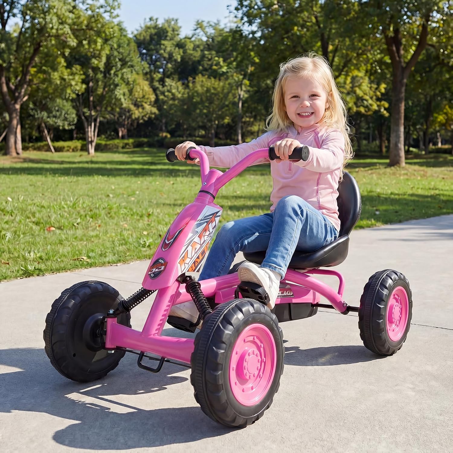 OLAKIDS Go Kart Outdoor 4 Wheel Ride On Pedal Car for Boys & Girls