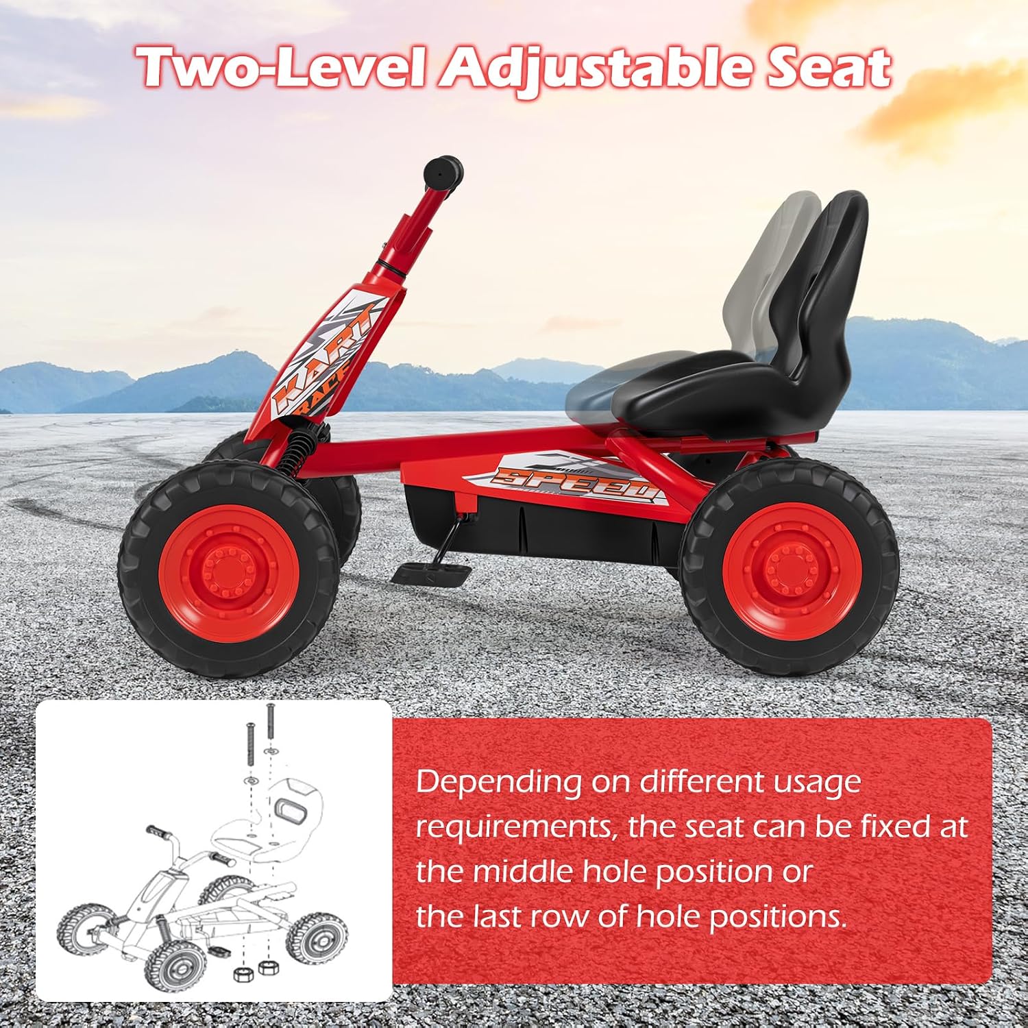 OLAKIDS Go Kart Outdoor 4 Wheel Ride On Pedal Car for Boys & Girls