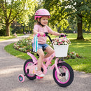 Olakids Kids Bike, 12 14 16 18 Inch Sweet Heart Theme Girls Bicycle with Training Wheels