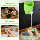 OLAKIDS Mud Kitchen, Outdoor Play Kitchen with Drawing Board, Real Water Flow, Removable Sink, Storage, Cooking Accessories,for Boys Girls Ages 3+