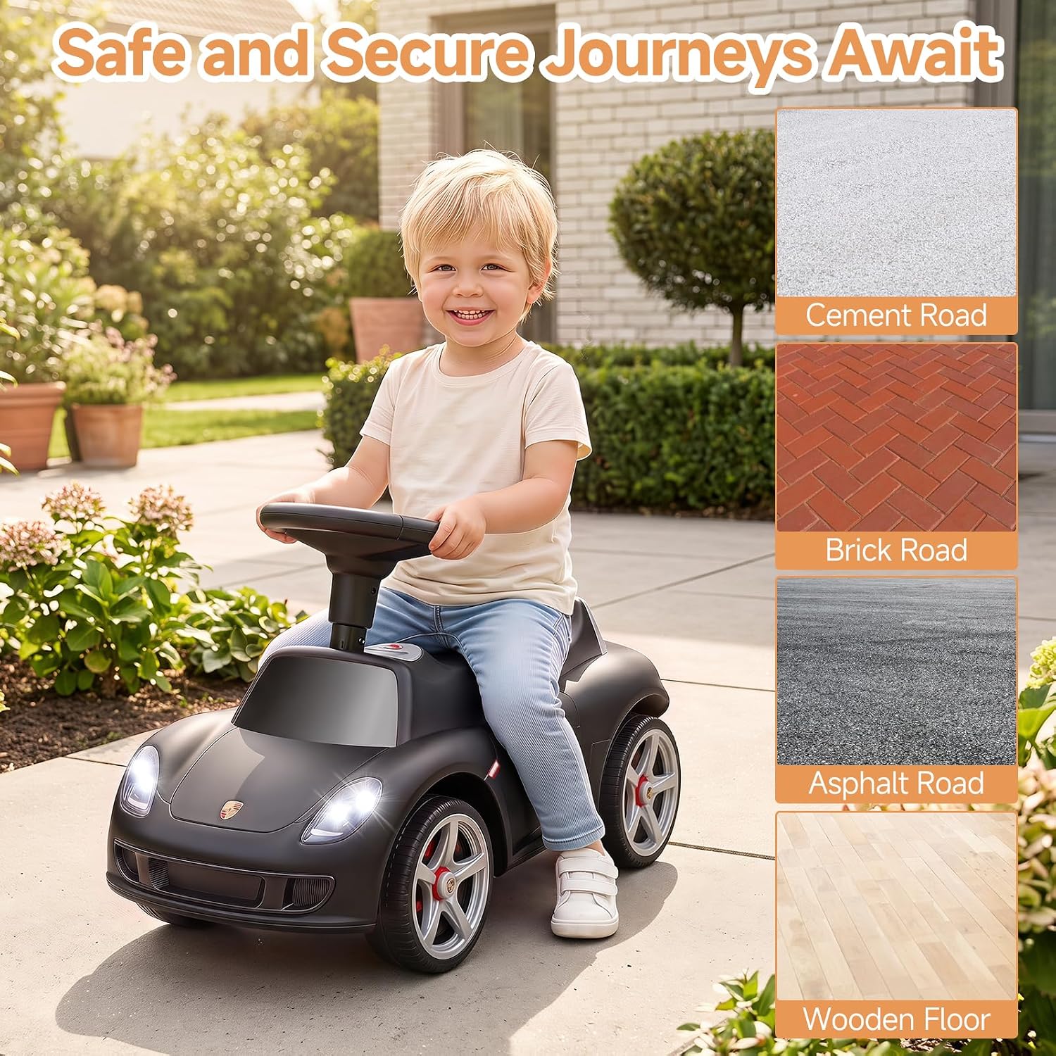 OLAKIDS Licensed Push Car for Toddlers, Foot to Floor Ride on Toy for Boys Girls 1.5-5 Years