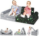 INFANS Modular Kids Play Couch, 8 PCS Fluorescent Toddler Creative Sectional Fort Building Sofa for Playroom, Bedroom