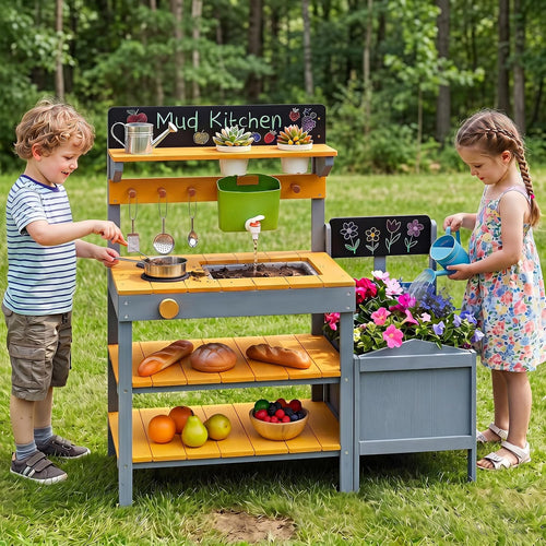 OLAKIDS Mud Kitchen for Kids Outdoor Play Sensory Toys for Toddlers Ages 3+