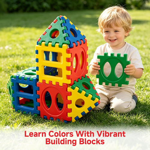 Olakids 32 Pieces Big Waffle Building Blocks for Toddlers