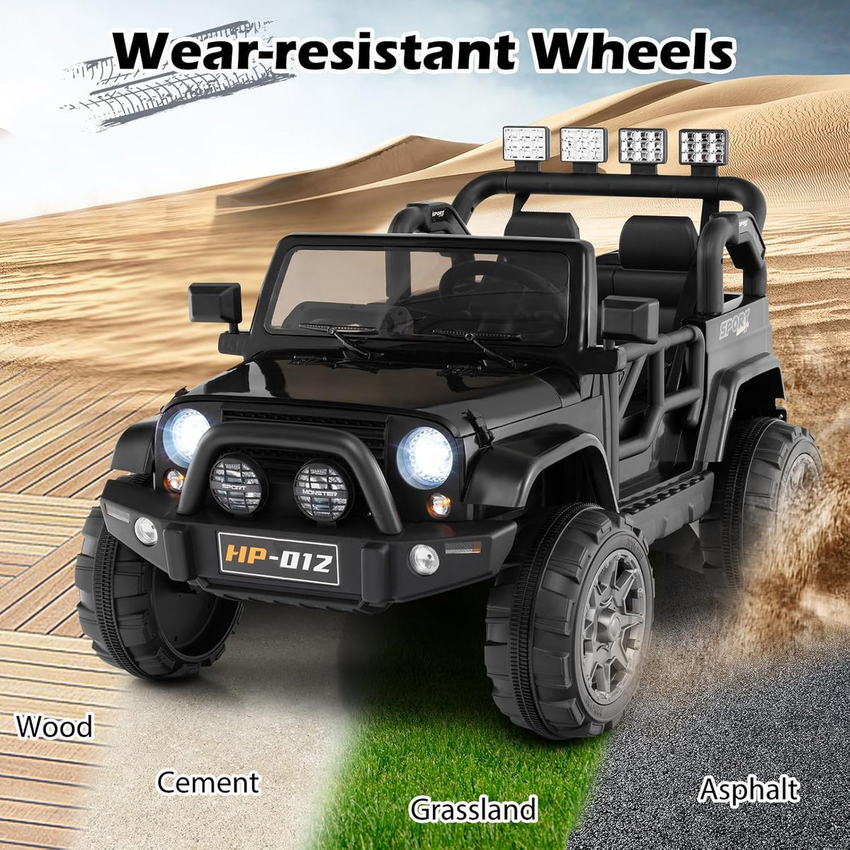 OLAKIDS 2 Seater Ride on Truck, 12V Battery Powered Electric Vehicle for Kids with Remote Control