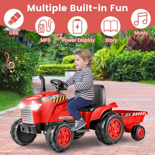 OLAKIDS 12V Kids Ride on Tractor, Battery Powered Motorized Electric Car for Boys Girls