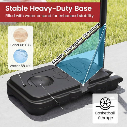 OLAKIDS Basketball Hoop Outdoor, Portable 3.3-7 FT Height Adjustable Goal System
