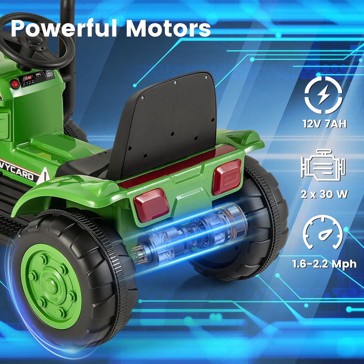 OLAKIDS 12V Kids Ride on Tractor, Battery Powered Motorized Electric Car for Boys Girls