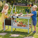 OLAKIDS Outdoor Wooden Mud Kitchen Toddler Montessori Backyard Pretend Toy Set