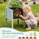 OLAKIDS Outdoor Wooden Mud Kitchen Toddler Montessori Backyard Pretend Toy Set