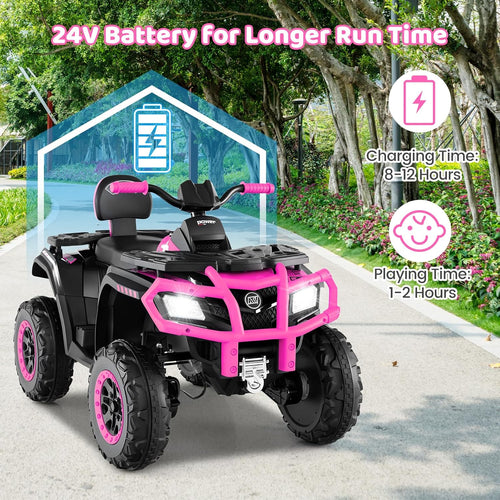 OLAKIDS 24V 2 Seater Ride on ATV 4 Wheeler Off-Road Electric Toy Car for Big Kids, Grass