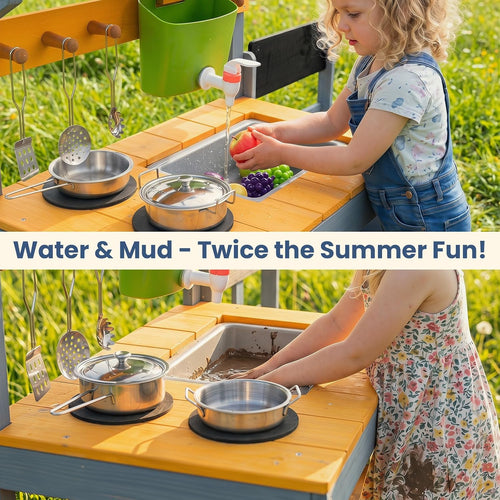 OLAKIDS Mud Kitchen for Kids Outdoor Play Sensory Toys for Toddlers Ages 3+
