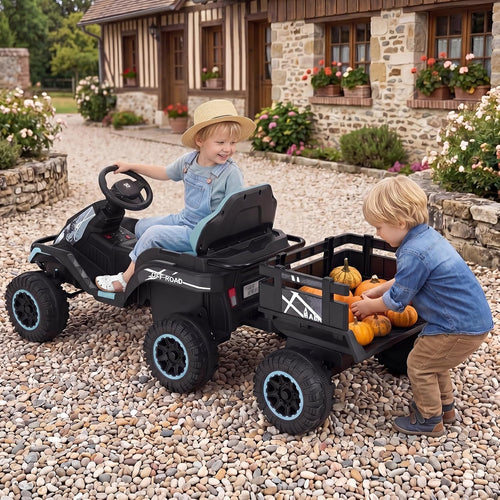 OLAKIDS 24V Ride On Toys for Big Kids with Detachable Trailer