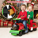 OLAKIDS 6V 2-Seater Ride on Train with Carriage, Storage, Train Whistle, Music, Lights for 18 Months+
