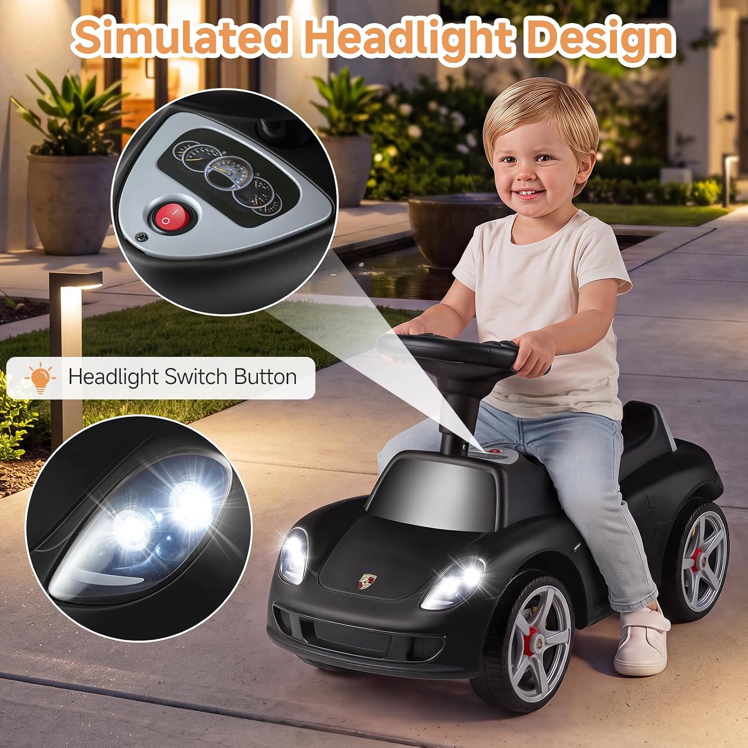 OLAKIDS Licensed Push Car for Toddlers, Foot to Floor Ride on Toy for Boys Girls 1.5-5 Years