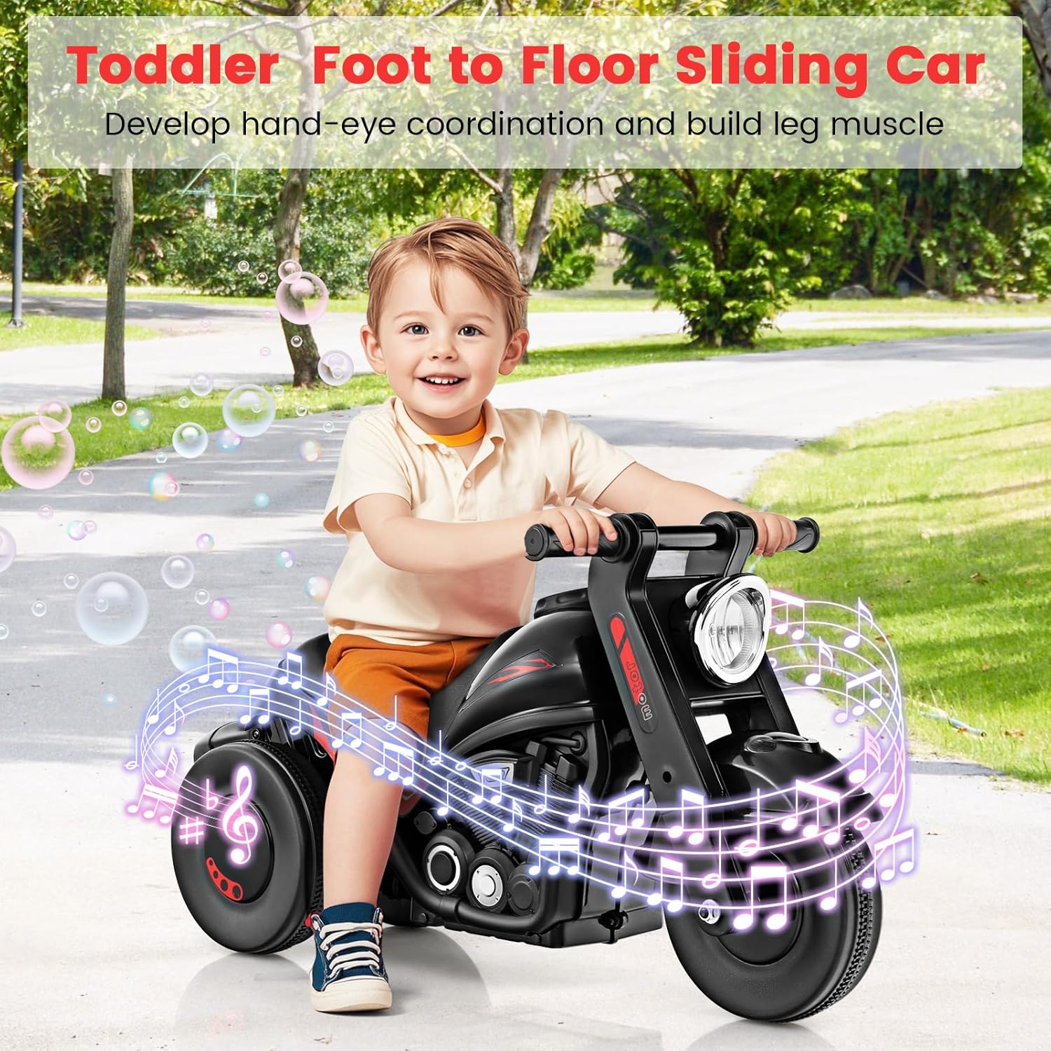 OLAKIDS Ride on Push Car, Foot-to-Floor Sliding Car for Toddlers Kids Motorcycle for Boys Girls Aged 3-5 Years