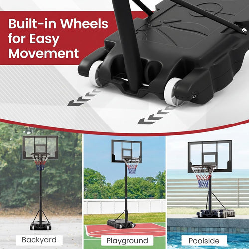 OLAKIDS Basketball Hoop Outdoor, Portable 3.3-7 FT Height Adjustable Goal System