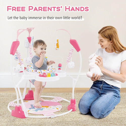 INFANS 3-in-1 Baby Activity Center, Jumper & Bouncer, Music, Lights, 360° Rotating Seat, 3 Adjustable Heights, Learning Toys for 6-12 Months
