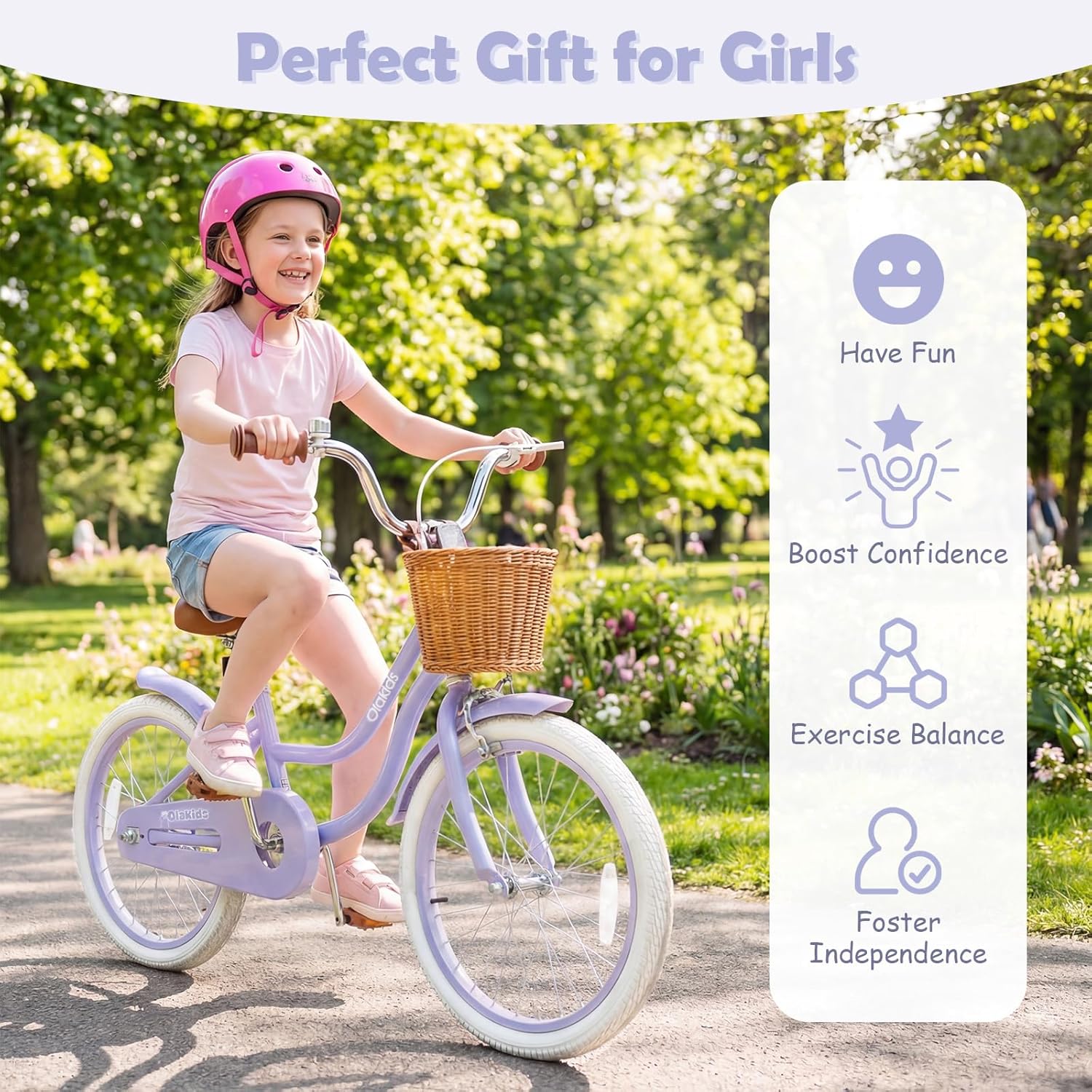 OLAKIDS Kids Bike 12/14/16/18 Inch with Training Wheels & Basket for Ages 3-8  (20 Inch without traninning wheels)