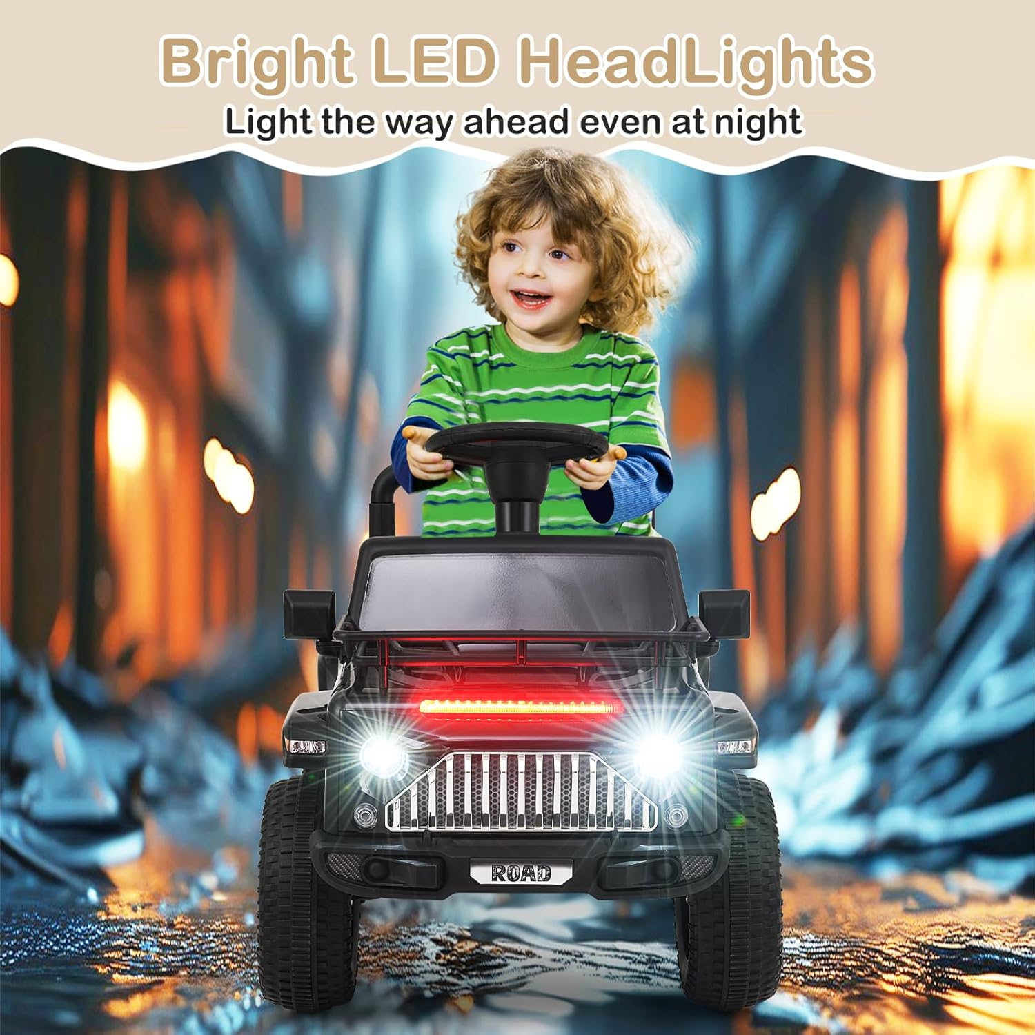 OLAKIDS Ride on Car for Toddlers, 6V Kids Jeep Truck Electric Vehicle Battery Powered ATV  Boys Girls 3-8 Years