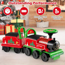OLAKIDS 6V 2-Seater Ride on Train with Carriage, Storage, Train Whistle, Music, Lights for 18 Months+