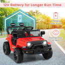OLAKIDS 12V Ride On Truck, Battery Powered Electric Vehicle for Kids with Remote Control, Foldable Reflective Mirror, Spring Suspension, Music, LED Lights, Ride on Toy for 3+ Boys Girls