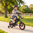 Olakids 12/16 Inch Motorcycle Kids BMX Bike with Light Training Wheels & Suspension