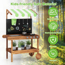 OLAKIDS Mud Kitchen, Outdoor Play Kitchen with Drawing Board, Real Water Flow, Removable Sink, Storage, Cooking Accessories,for Boys Girls Ages 3+