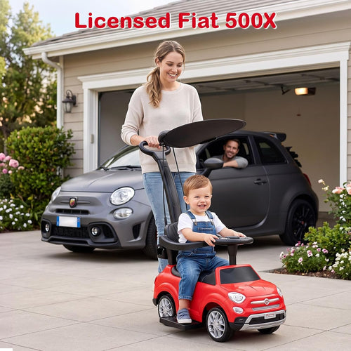 OLAKIDS Licensed Fiat 500X Push Car for Toddlers 4 in 1 Kids Ride on Toys