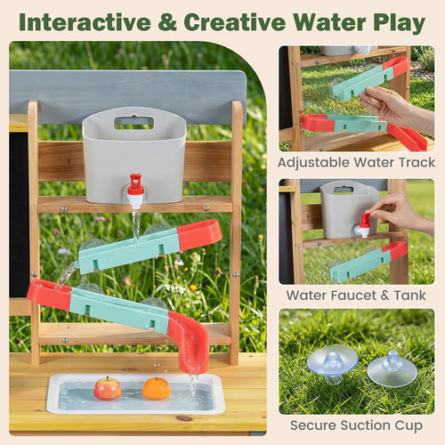 OLAKIDS Wooden Mud Kitchen for Kids Outdoor Play Monteeori Toys for Toddlers Ages 3+