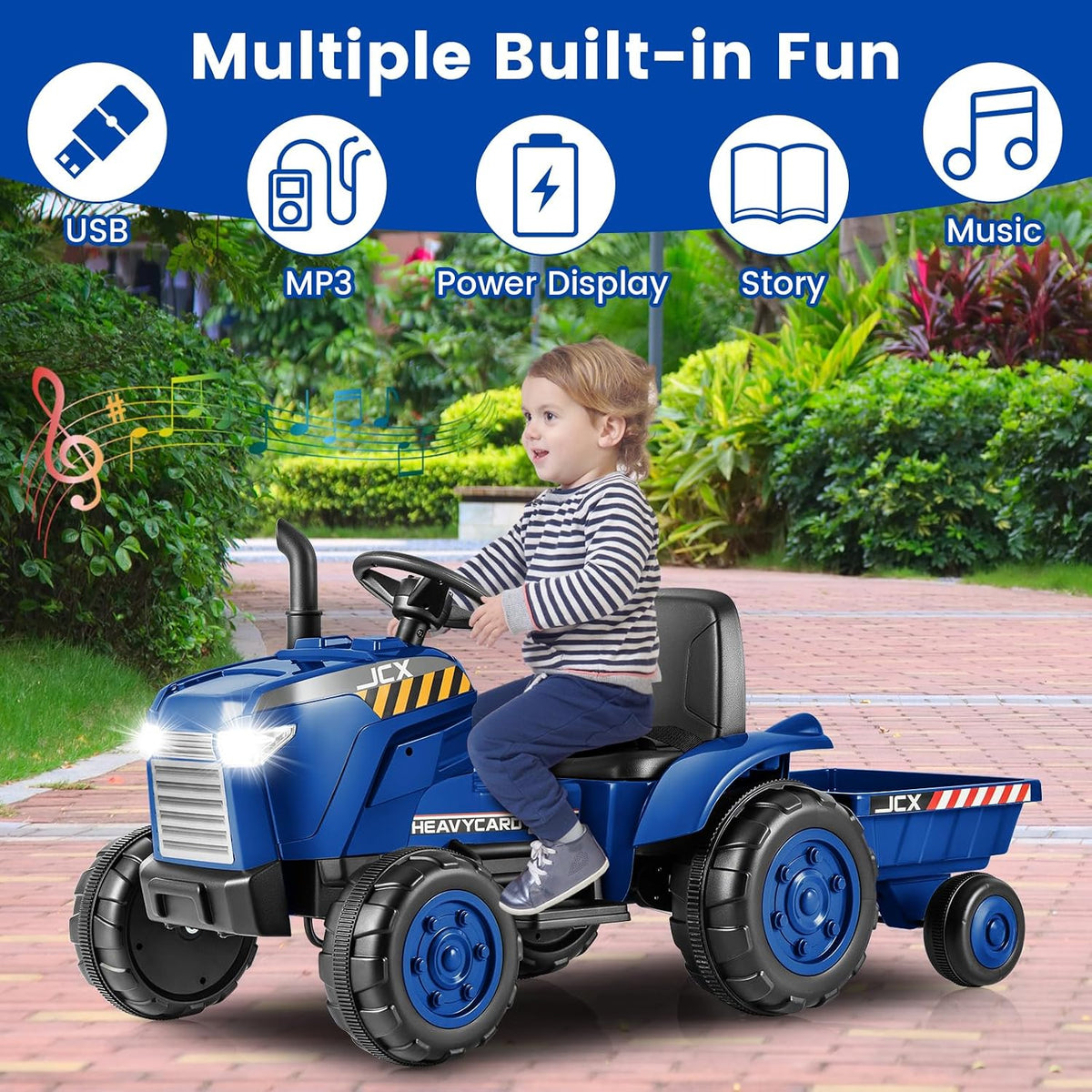 OLAKIDS 12V Kids Ride on Tractor, Battery Powered Motorized Electric Car for Boys Girls