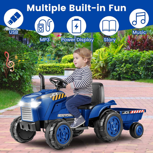 OLAKIDS 12V Kids Ride on Tractor, Battery Powered Motorized Electric Car for Boys Girls
