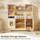 OLAKIDS Wooden Play Kitchen with Lights, Sounds, Dishwasher & Coffee Machine, Pretend Cooking Set for Ages 3+