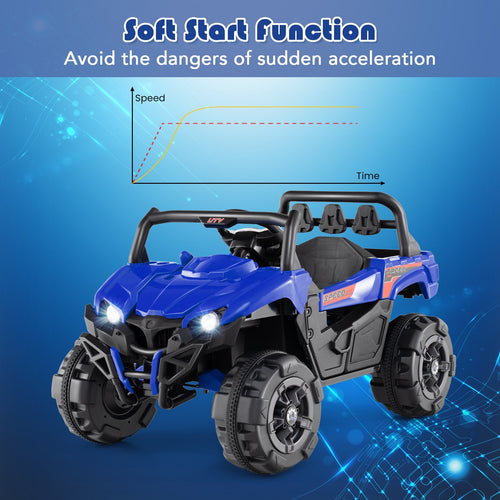 OLAKIDS 12V Ride on UTV, Battery Powered Off-Road Kids Electric Vehicles with Remote Control, Music, Horn, MP3, Lights, 3 Speeds, Soft Start, Ride on Truck for 3+ Boys Girls