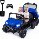 OLAKIDS 24V 2-Seater 4WD Ride On Dump Truck, Remote Control Electric UTV for Big Kids
