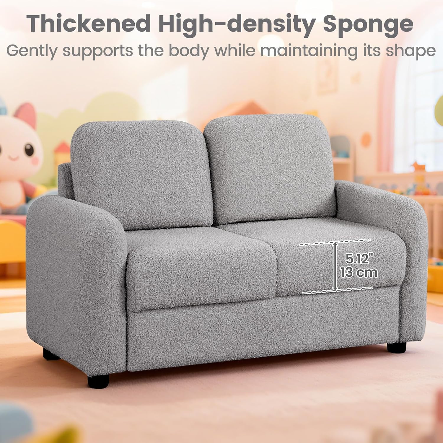OLAKIDS Kids Sofa, 2 Seat Soft Thick Upholstered Couch for Playroom Kids Boys Girls
