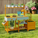 OLAKIDS Wooden Mud Kitchen Outdoor Play Kitchen with Faucet Sink Chalkboard for Kids 3+