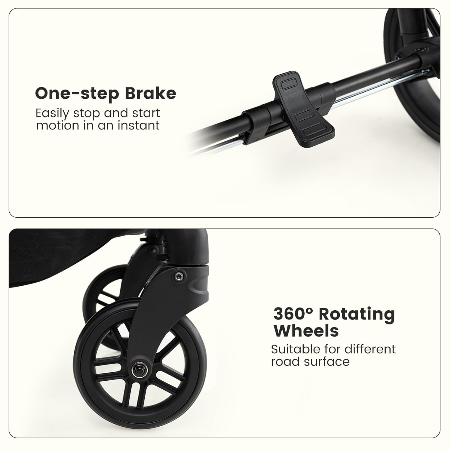 INFANS 2 in 1 Baby Stroller, Convertible Stroller with Reversible Seat Adjustable Backrest Canopy One Hand Fold