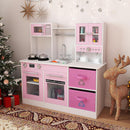 OLAKIDS Wooden Toddler Kitchen Playset with Realistic Lights, Sounds & Appliances