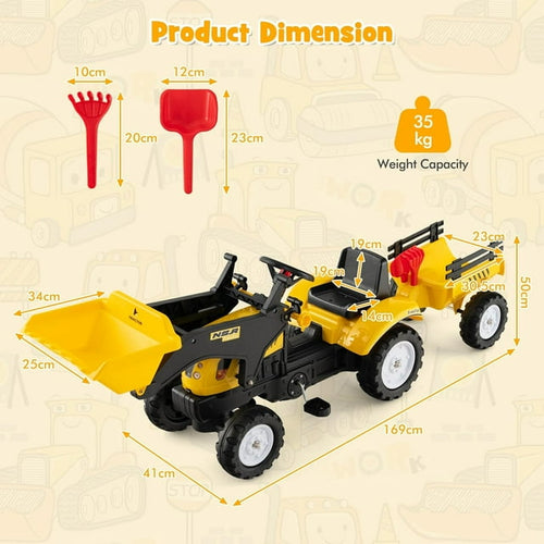 OLAKIDS Kids Ride on Excavator Pedal Car Bulldozer for Toddlers 3+