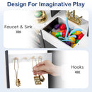 OLAKIDS Kids Kitchen Playset, Wooden Pretend Play Kitchen with Realistic Light Sound 14 Accessories, Toddler Cooking Toy for Boys Girls Aged 3+