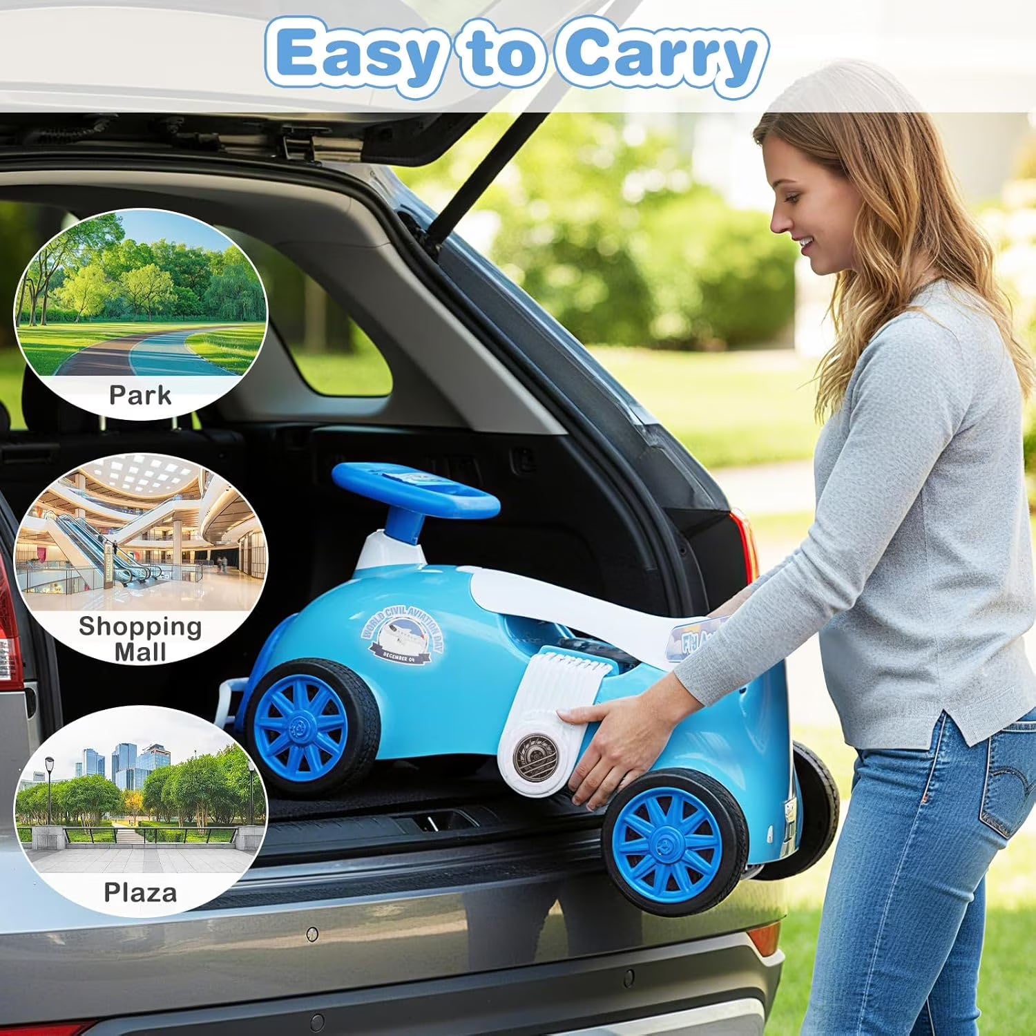 OLAKIDS Ride on Push Car with Music, Under-Seat Storage, Kids Foot-to-Floor Sliding Car for Toddler 19-36 Months