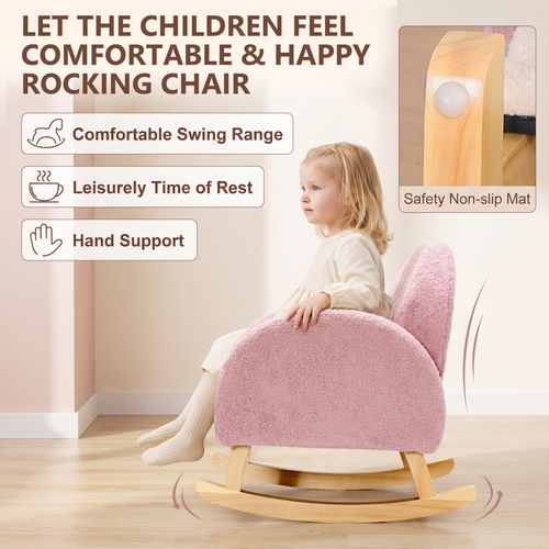 OLAKIDS Kids Sofa, Toddler Rocking Chair with Solid Wooden Frame, Anti-Tipping Design, Plush Fabric, Children Armchair